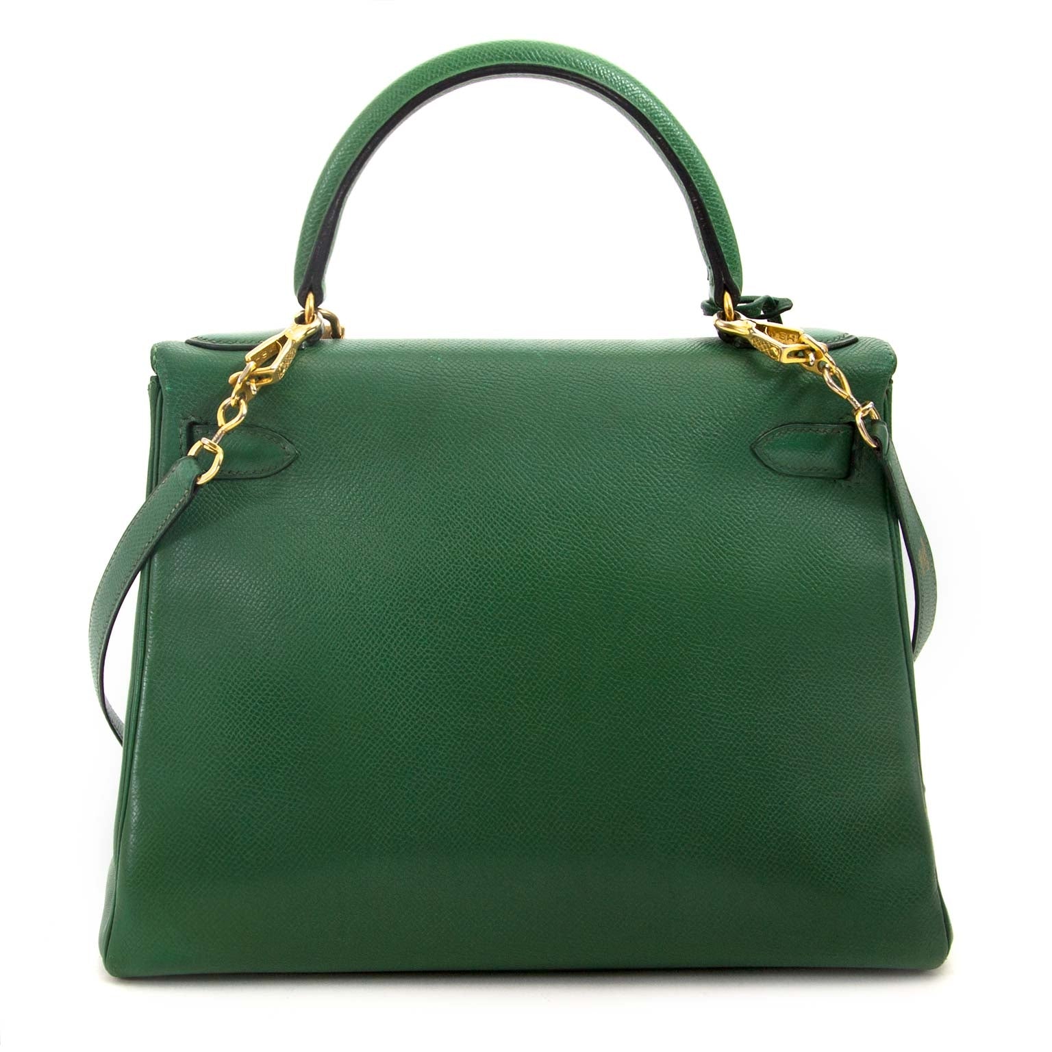It-bag of 2018 now available immediately at Labellov: Hermès Kelly 28 Vert Bengal Courchevel GHW for sale