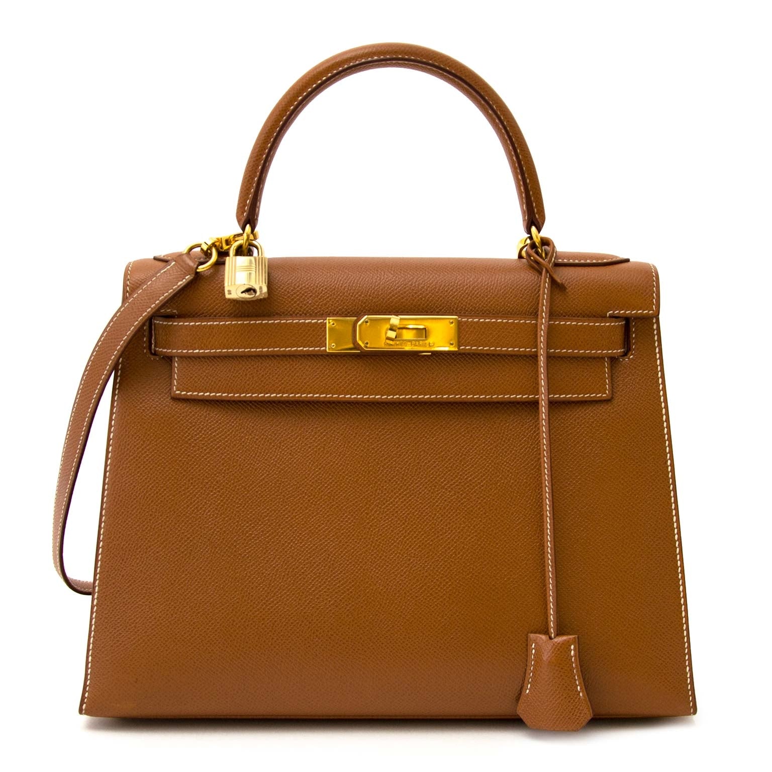 Hermès Kelly 28cm gold cuir courchevel GHW now online at labellov.com