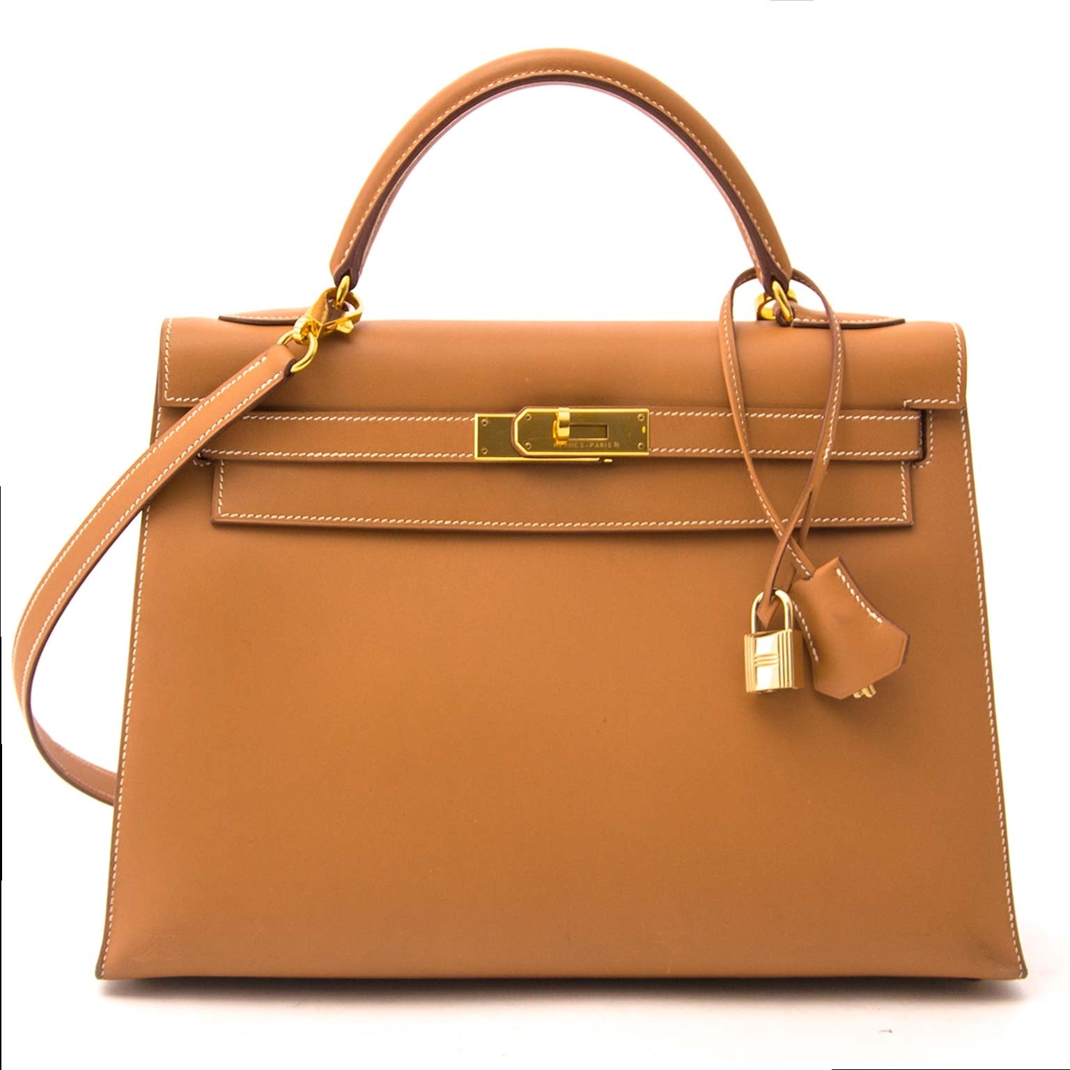 koop online Very Rare Hermes Kelly 32 Natural Sable Chamonix GHW + Strap