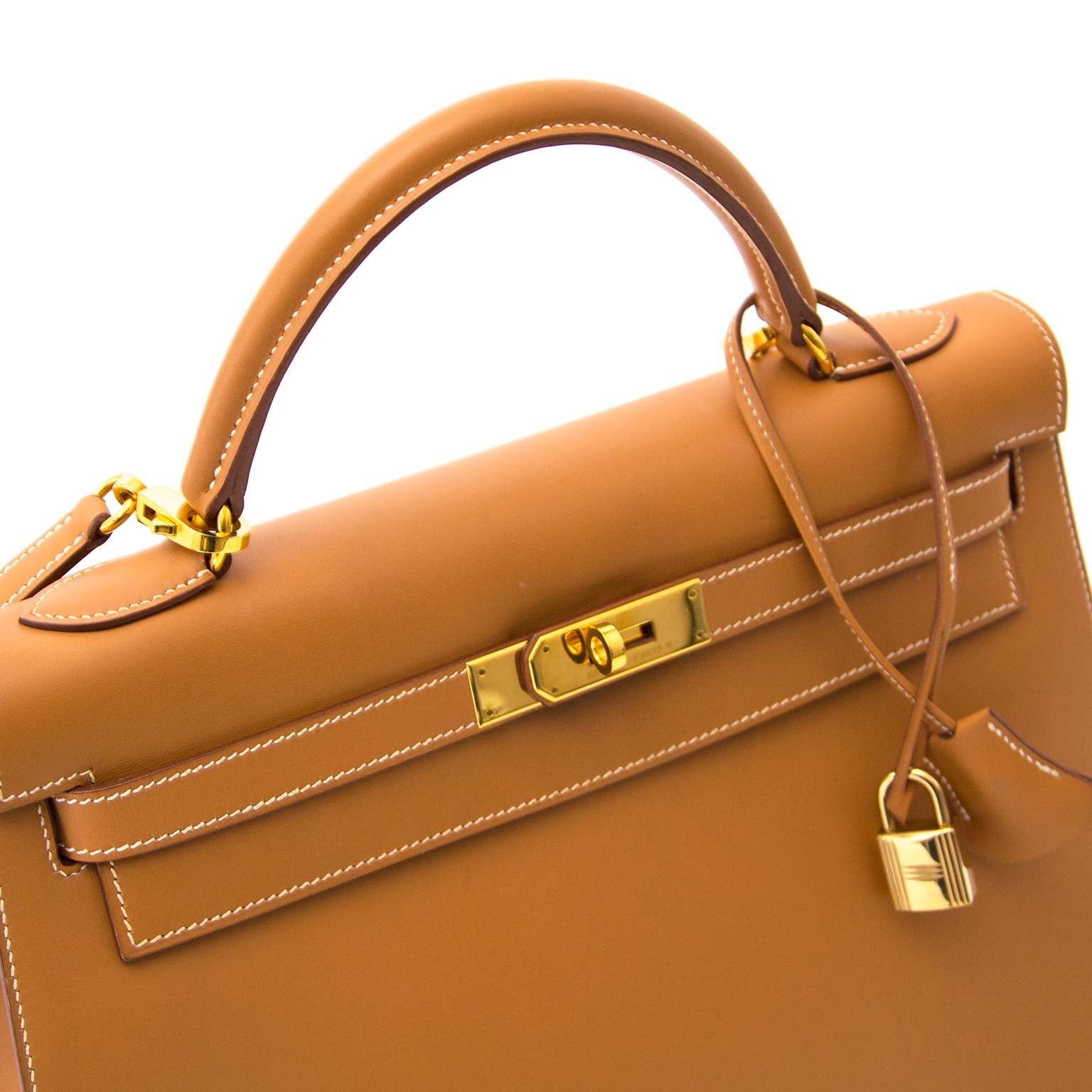 koop veilig online tegen de beste prijs Very Rare Hermes Kelly 32 Natural Sable Chamonix GHW + Strap