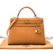 online at the best price Very Rare Hermes Kelly 32 Natural Sable Chamonix GHW + Strap