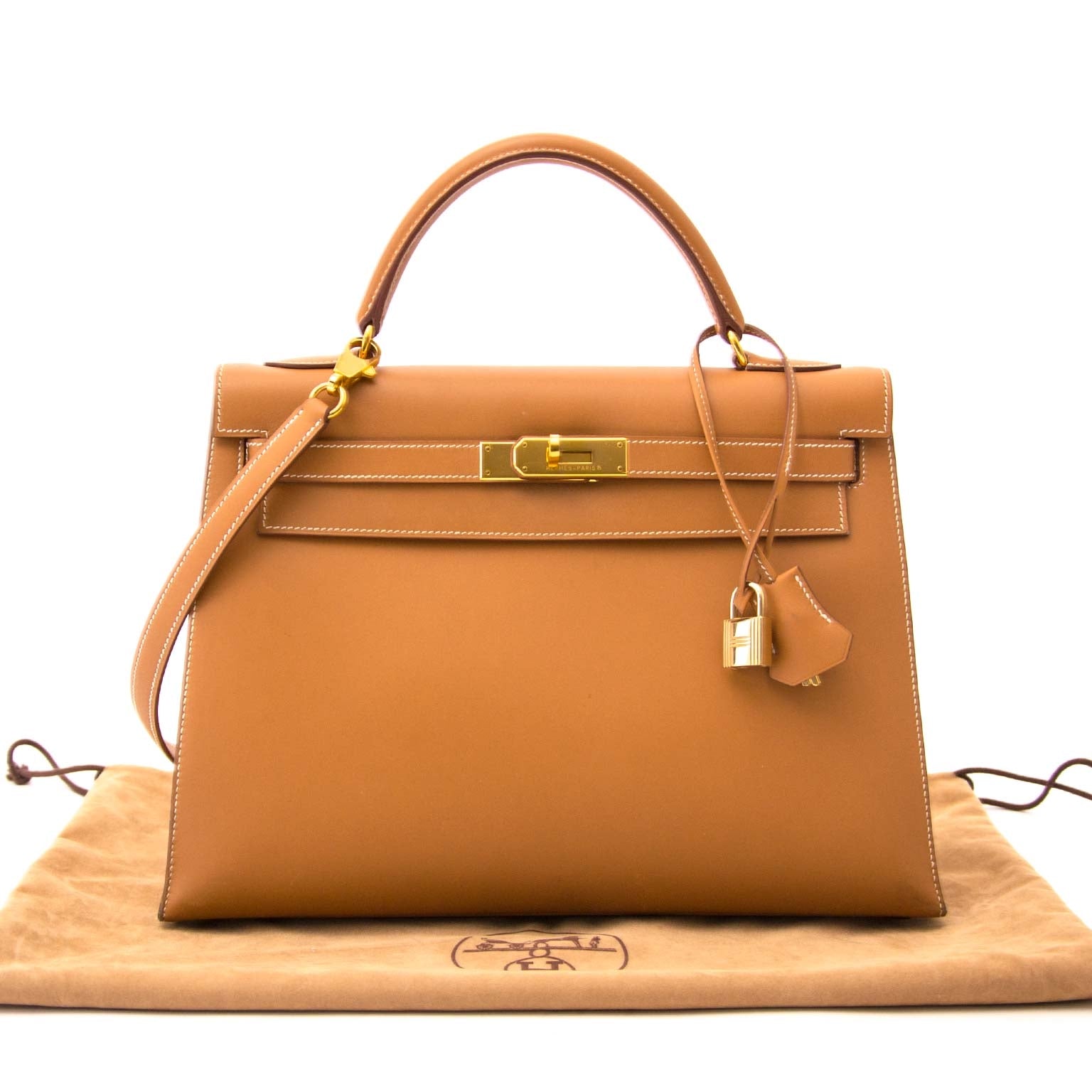 online at the best price Very Rare Hermes Kelly 32 Natural Sable Chamonix GHW + Strap