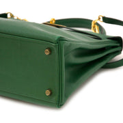 acheter en ligne seocnde main Hermes Kelly 32 Vert Bengal Courchevel Leather
