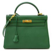 skip the waitinglist shop safe Hermes Kelly 32 Vert Bengal Courchevel Leather