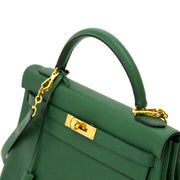 skip the waitinglist Hermes Kelly 32 Vert Bengal Courchevel Leather