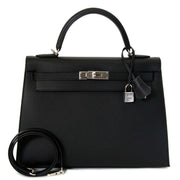 Hermès Kelly 32 Sellier Black Epsom PHW for the best price at Labellov