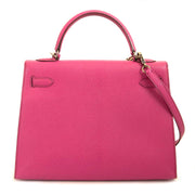 Koop uw authentieke Hermès Kelly 32 Chèvre de Coromandel Sellier Fuchsia PHW aan de beste prijs