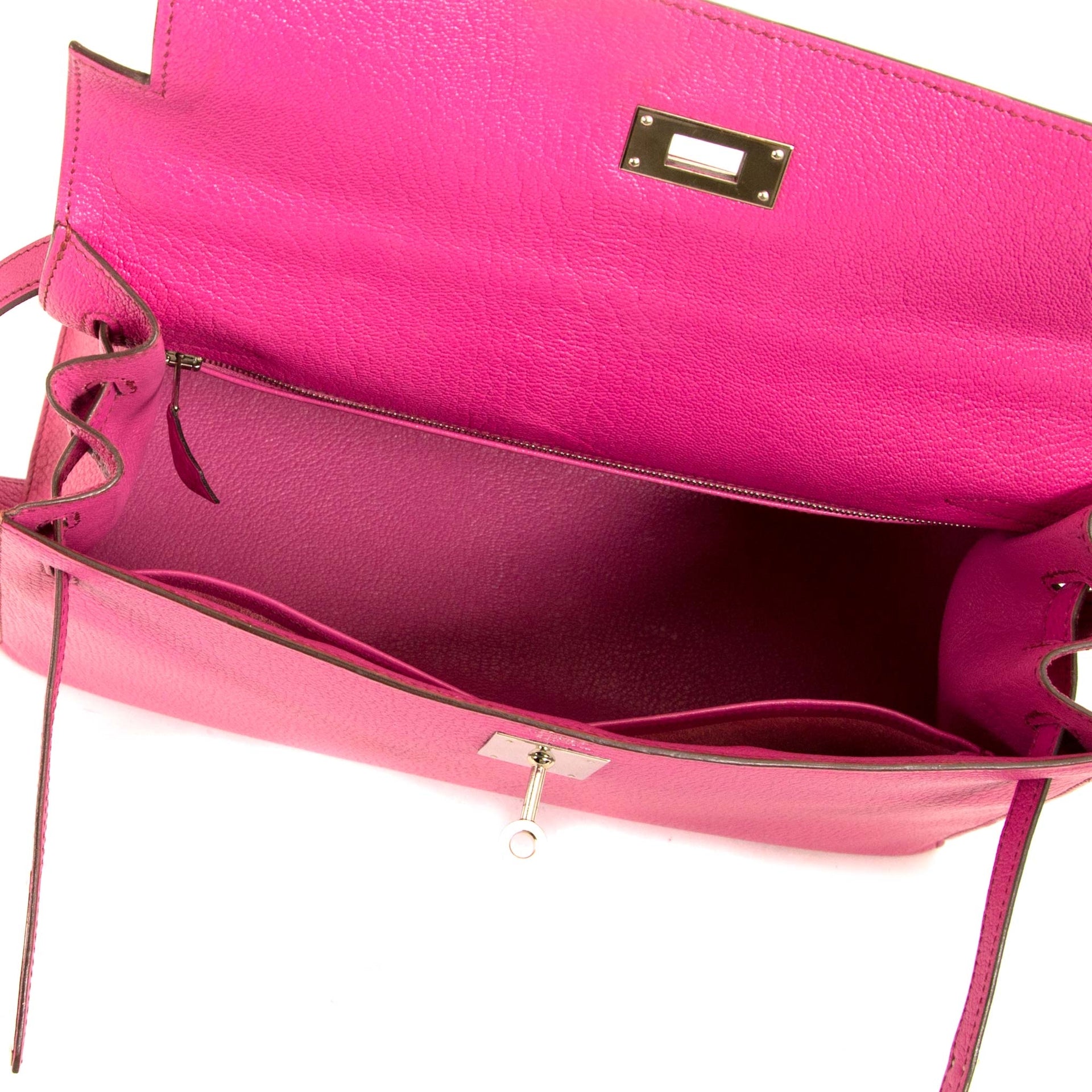 Hermès Kelly 32 Chèvre de Coromandel Sellier Fuchsia PHW