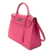 Hermès Kelly 32 Chèvre de Coromandel Sellier Fuchsia PHW for sale