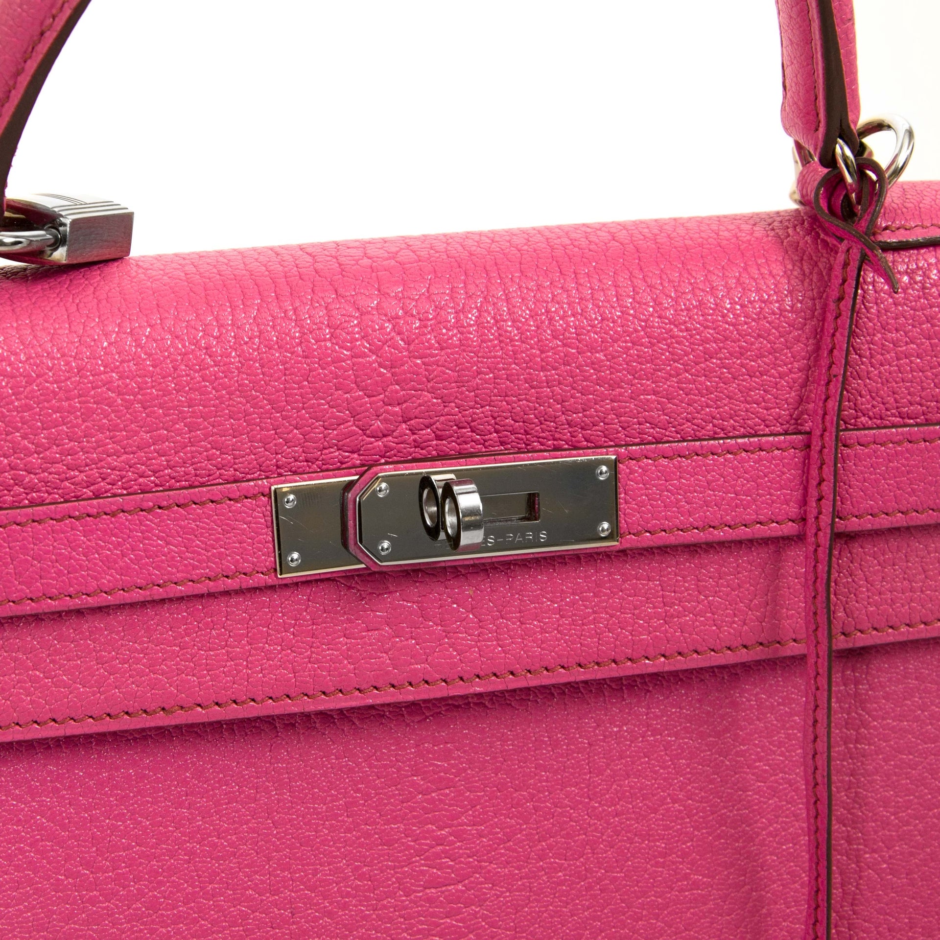 Hermès Kelly 32 Chèvre de Coromandel Sellier Fuchsia PHW