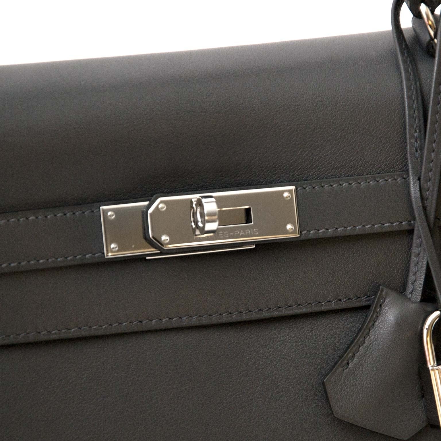 authentic Hermes Kelly 35 Retourne Ardoise Swift PHW enligne pour le meilleur prix