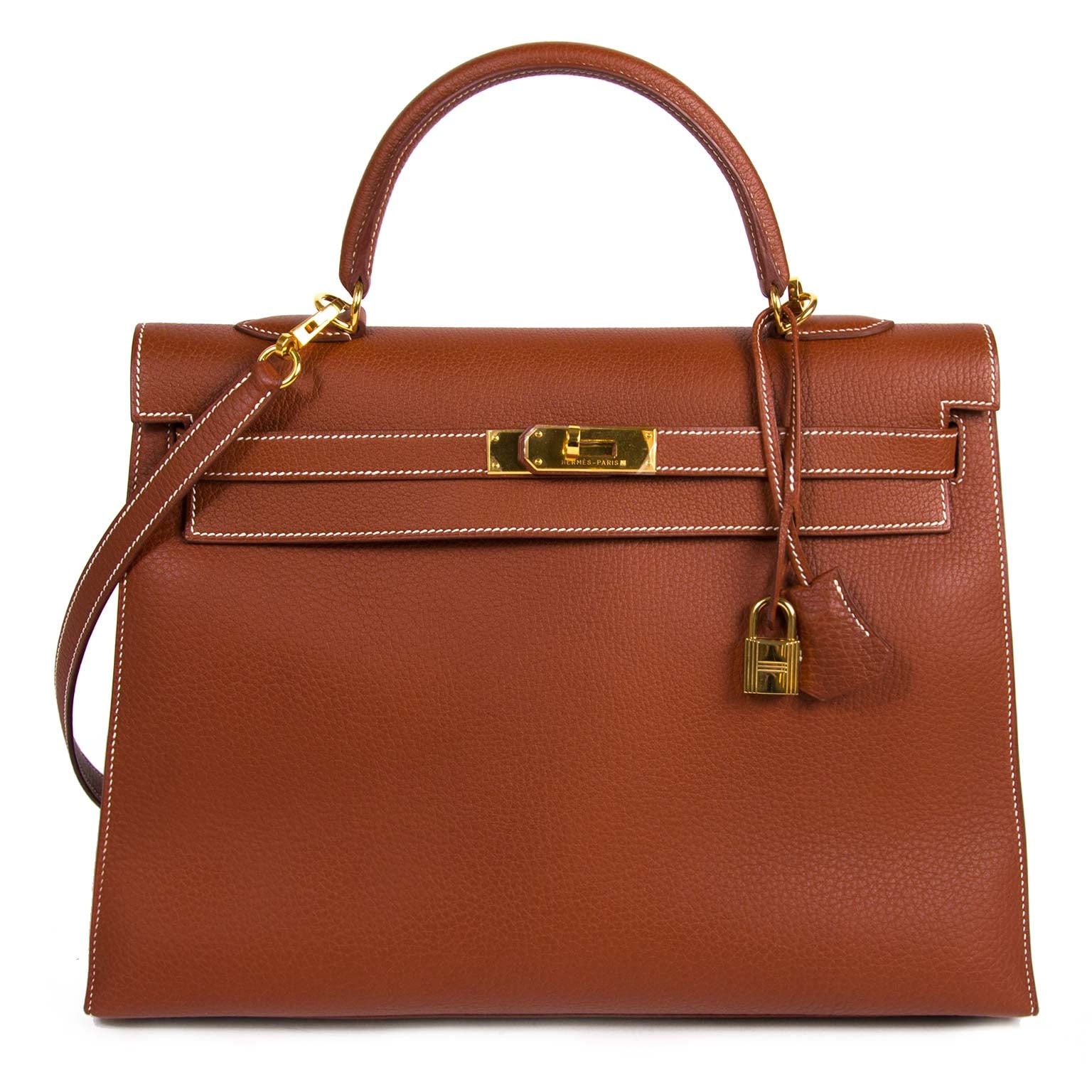 Hermès Kelly 35 Etrusque Veau Ardennes GHW now online at labellov.com