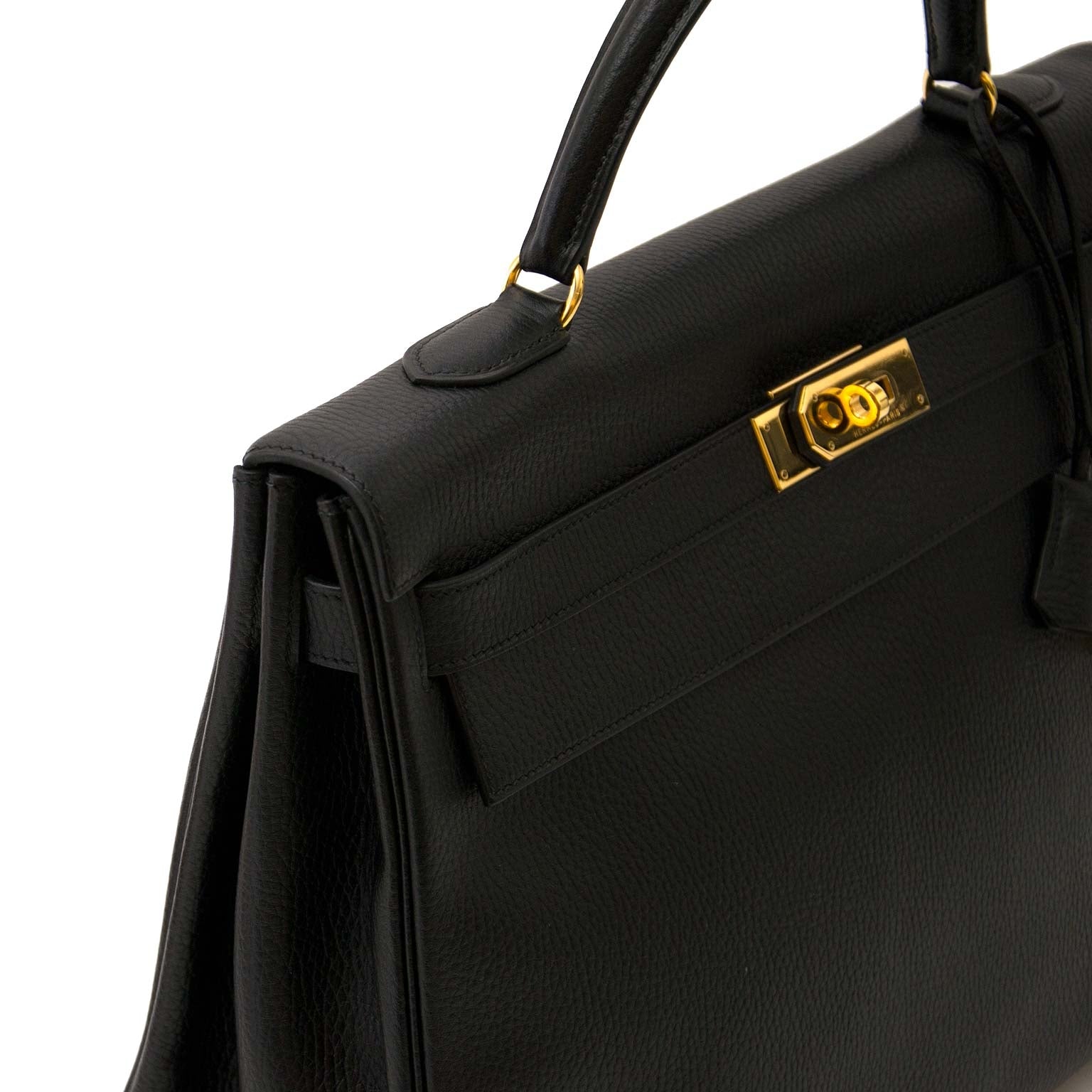Hermès Kelly 40cm Black Veau Grainee Ardennes GHW