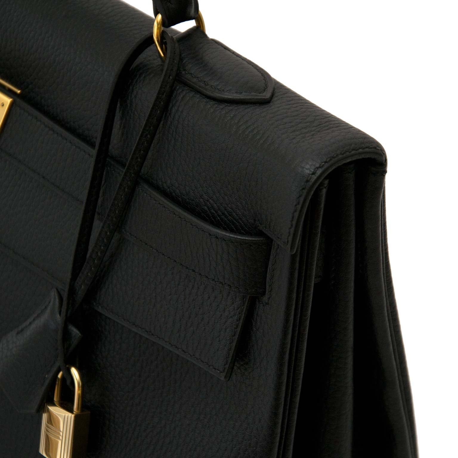 Hermès Kelly 40cm Black Veau Grainee Ardennes GHW