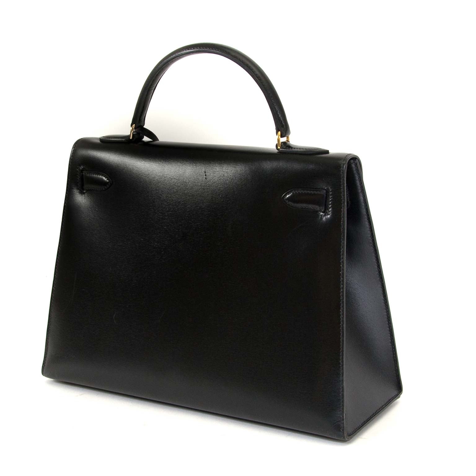 Leader of preloved luxury; Hermès Kelly 32 Black Box Calf GHW