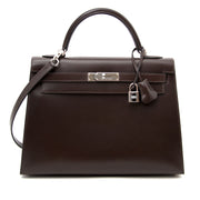 Buy an authentic secondhand Hermes Kelly Chocolate 32 + Strap at the right price.