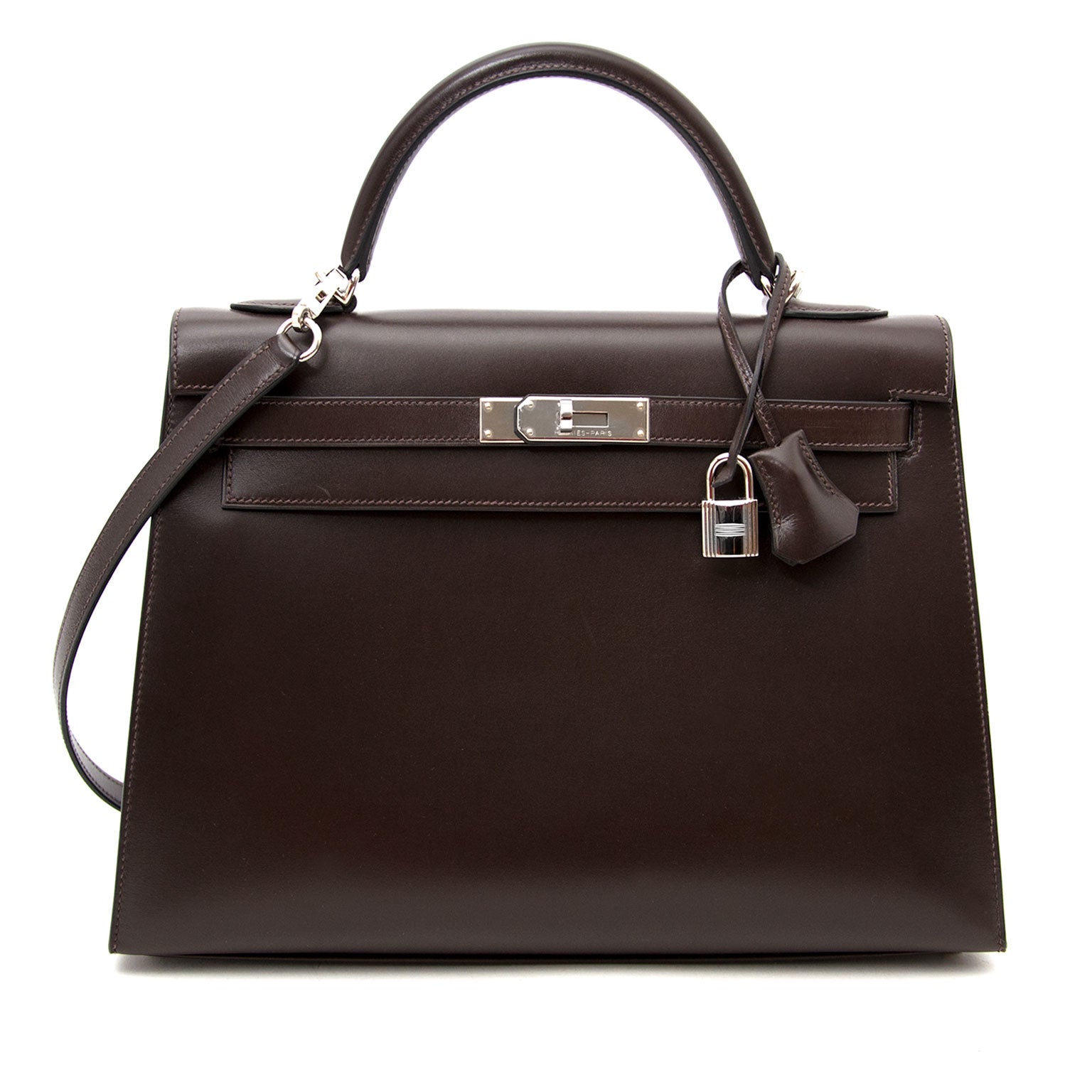 Buy an authentic secondhand Hermes Kelly Chocolate 32 + Strap at the right price.