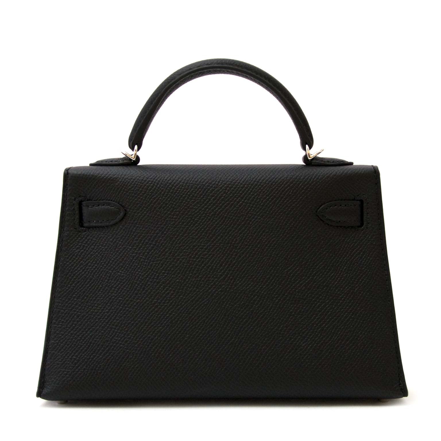 koop veilig online tegen de beste prijs Hermès Kelly II Mini Veau Epsom Black PHW