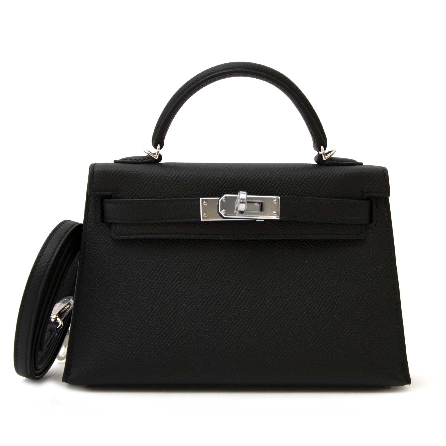 acheter en ligne neuf Hermès Kelly II Mini Veau Epsom Black PHW pour le meilleur prix