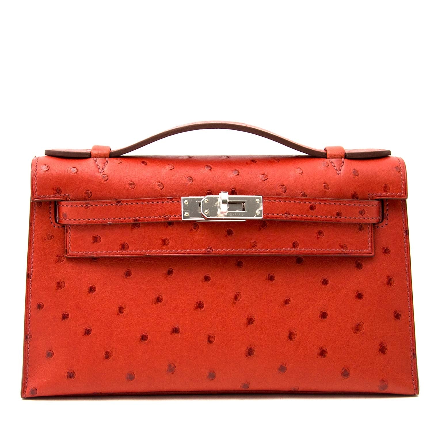 shop safe and secure online at labellov.com Hermès Kelly pochette ostrich brique GHW