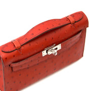 shop veilig online bij labellov.com Hermès Kelly pochette ostrich brique GHW
