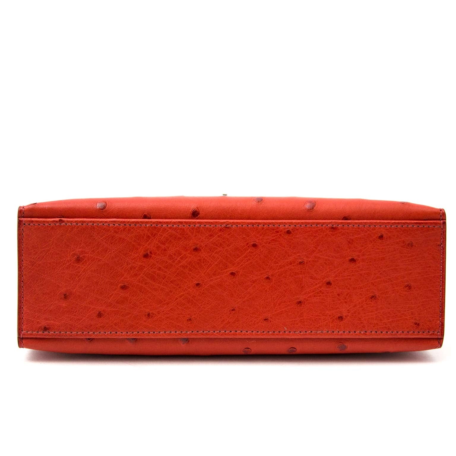 koop nu bij labellov.com Hermès Kelly pochette ostrich brique GHW zonder wachtlijst