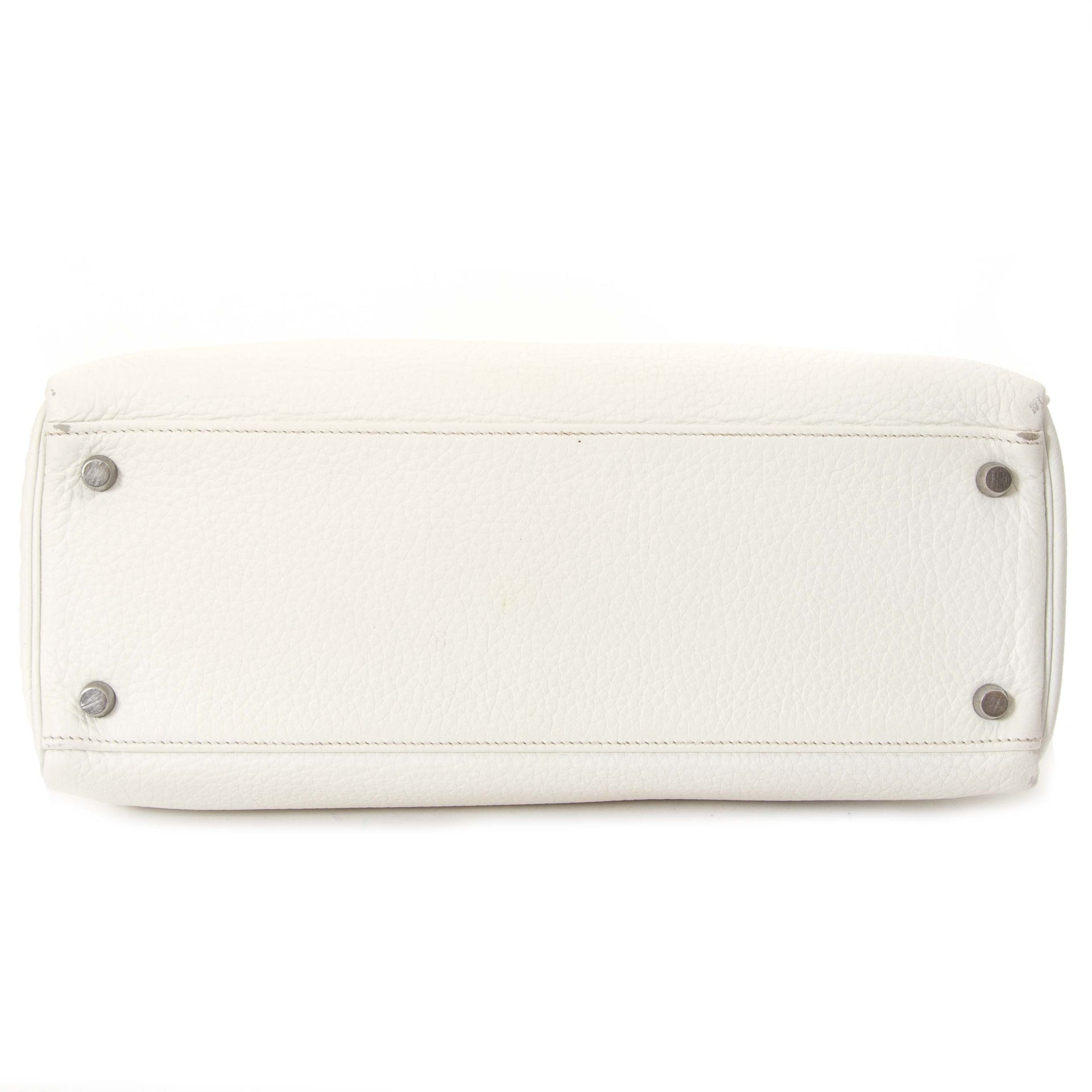 Very Rare Hermès Kelly 32 White Clemence Taurillon PHW