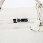 Very Rare Hermès Kelly 32 White Clemence Taurillon PHW