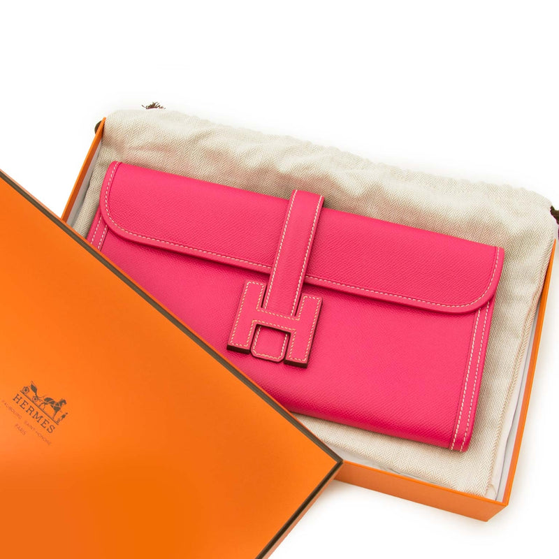 hermes jige elan 29 veau epsom rose tyrien clutch now for sale at labellov vintage fashion webshop belgium