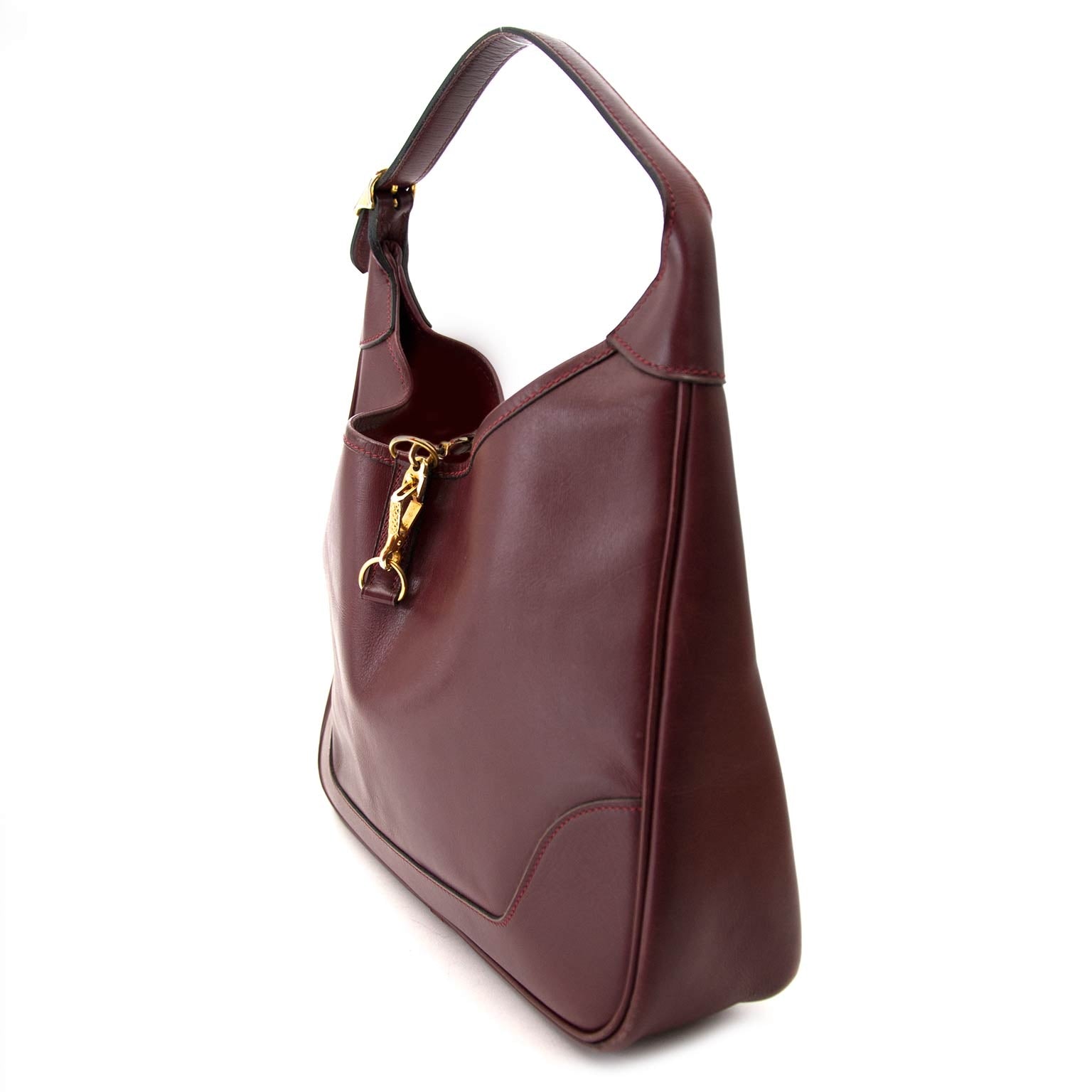shop safe and secure at labellov.com Hermès Trim Calf Leather Bordeaux Hobo Bag