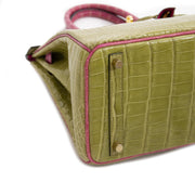 Hermès Birkin 30 Crocodile Porosus GHW Vert Anis/Rose Sheherazade