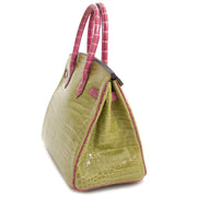 Hermès Birkin 30 Crocodile Porosus GHW Vert Anis/Rose Sheherazade buy and sell your authentic vintage bag