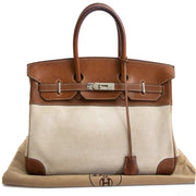 Hermès Birkin 35 Barenia & Toile Naturel for sale online at Labellov secondhand luxury