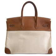 Achterkant van authentieke Hermès Birkin 35 Barenia & Toile Naturel