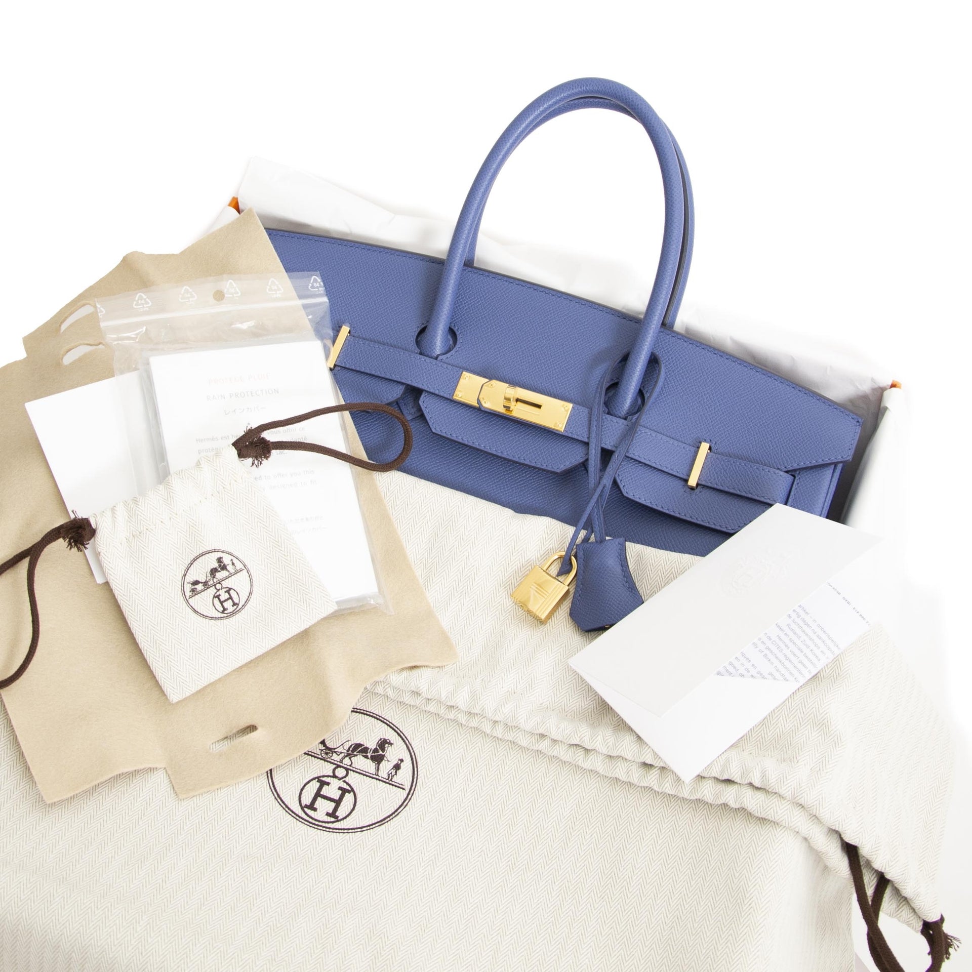 100% authentic Hermès Birkin 35 Bleu Brighton Epsom GHW for sale online at Labellov