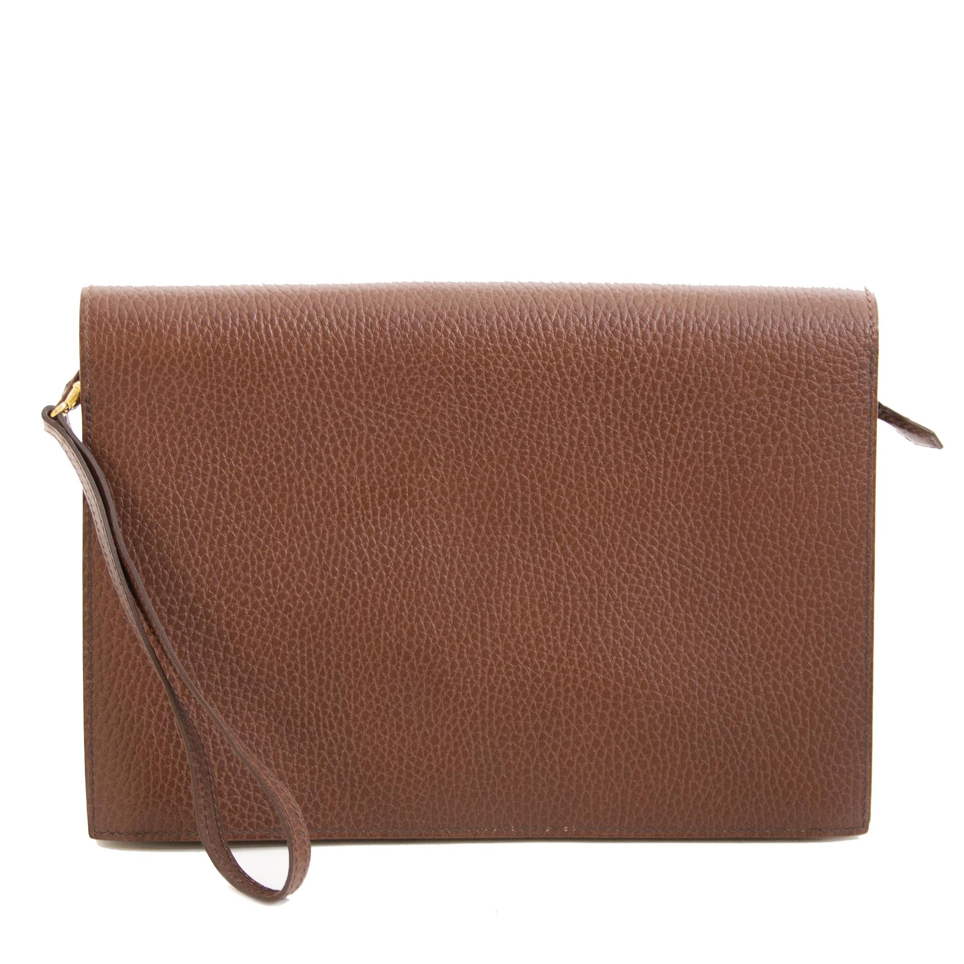 koop veilig online tegen de beste prijs Hermes Marron Fonce Fjord Pochette Jet