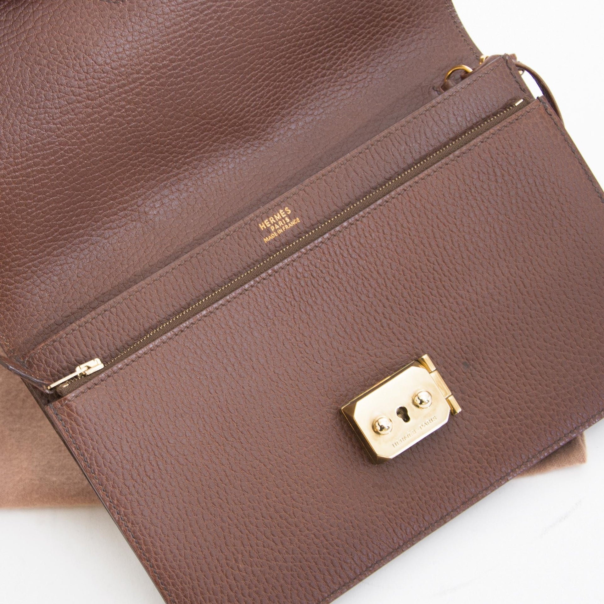 Hermes Marron Fonce Fjord Pochette Jet