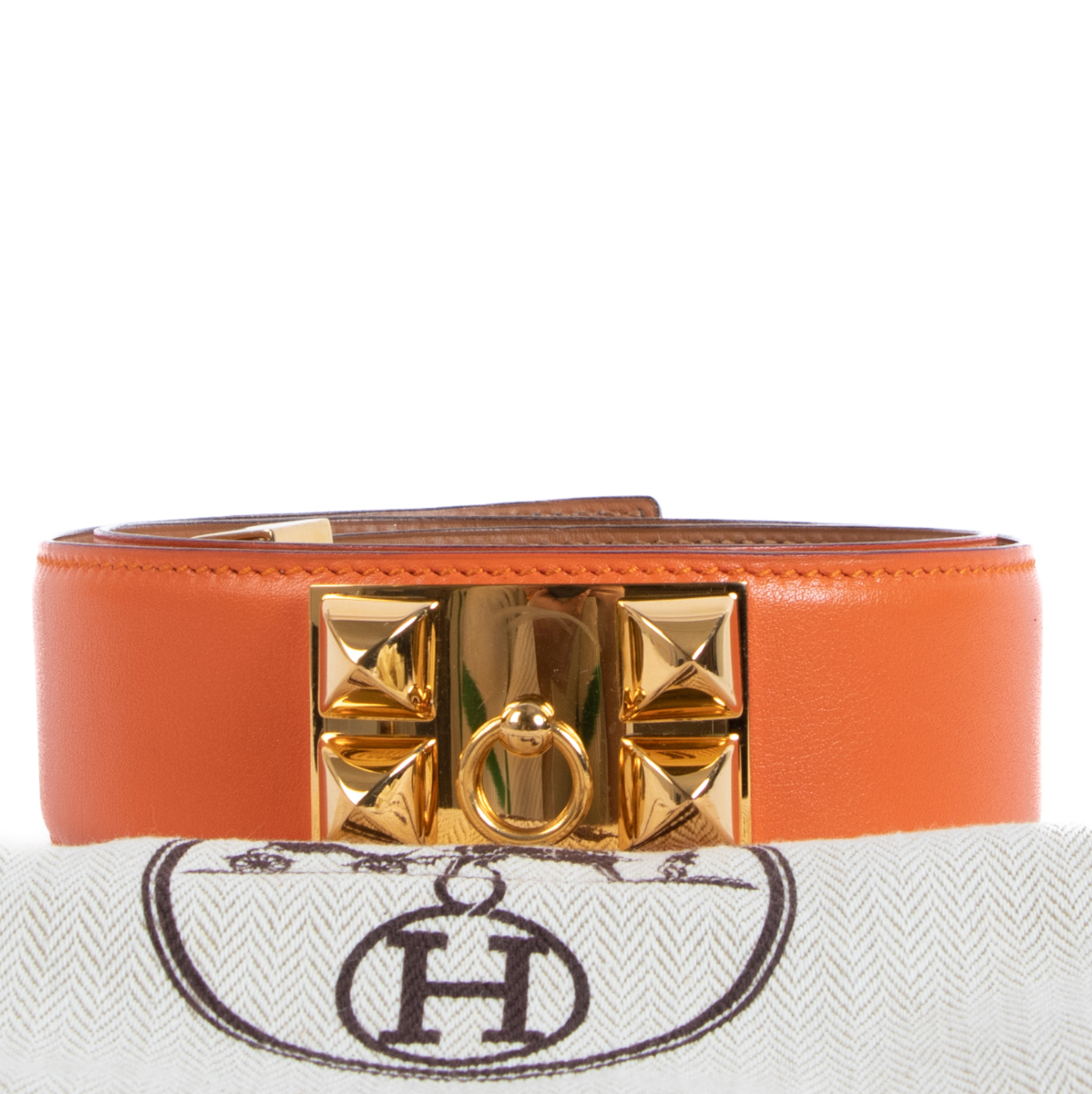 Ceinture Hermès Collier De Chien 40 en Veau Swift Orange - taille 75