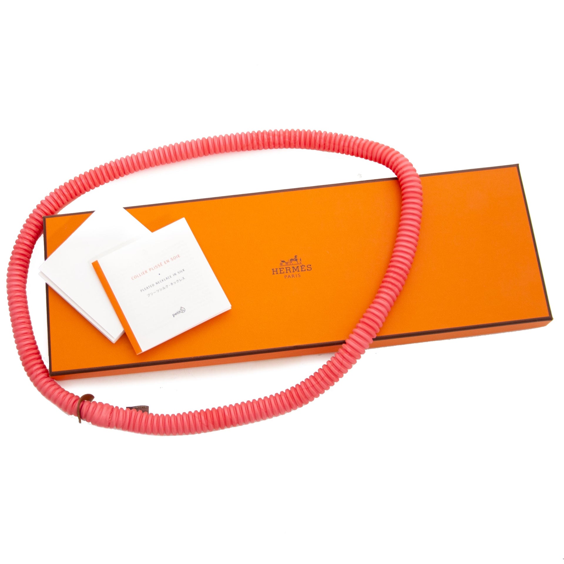 Authentique seconde main vintage Hermès Coral Petit H Pleated Necklace achète en ligne webshop LabelLOV