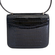 Hermès Constance 18 Mini Marquete Alligator Miss Lisse / Lezard Bleu Marine Ombre