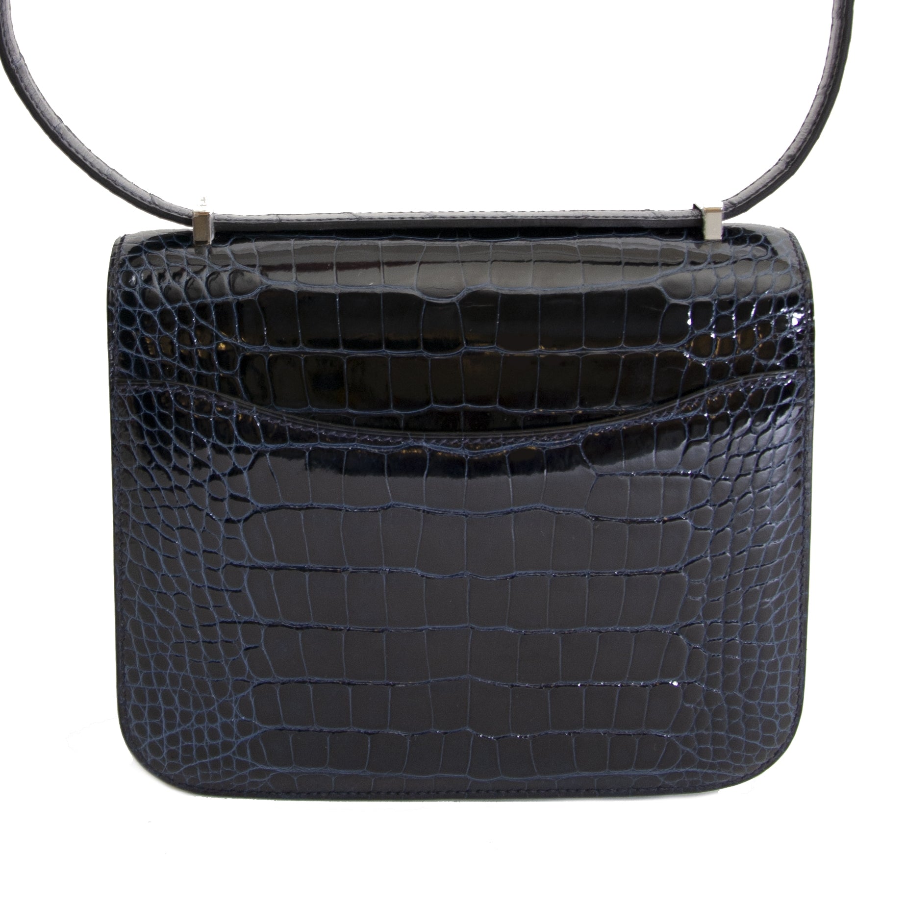 Hermès Constance 18 Mini Marquete Alligator Miss Lisse / Lezard Bleu Marine Ombre