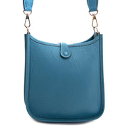 100% authentic Hermes Mini Evelyne Turquoise Clémence Taurillon Shoulder Bag