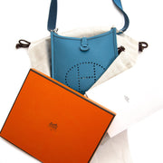 shop safe online tweedehands Hermes Mini Evelyne Turquoise Clémence Taurillon Shoulder Bag