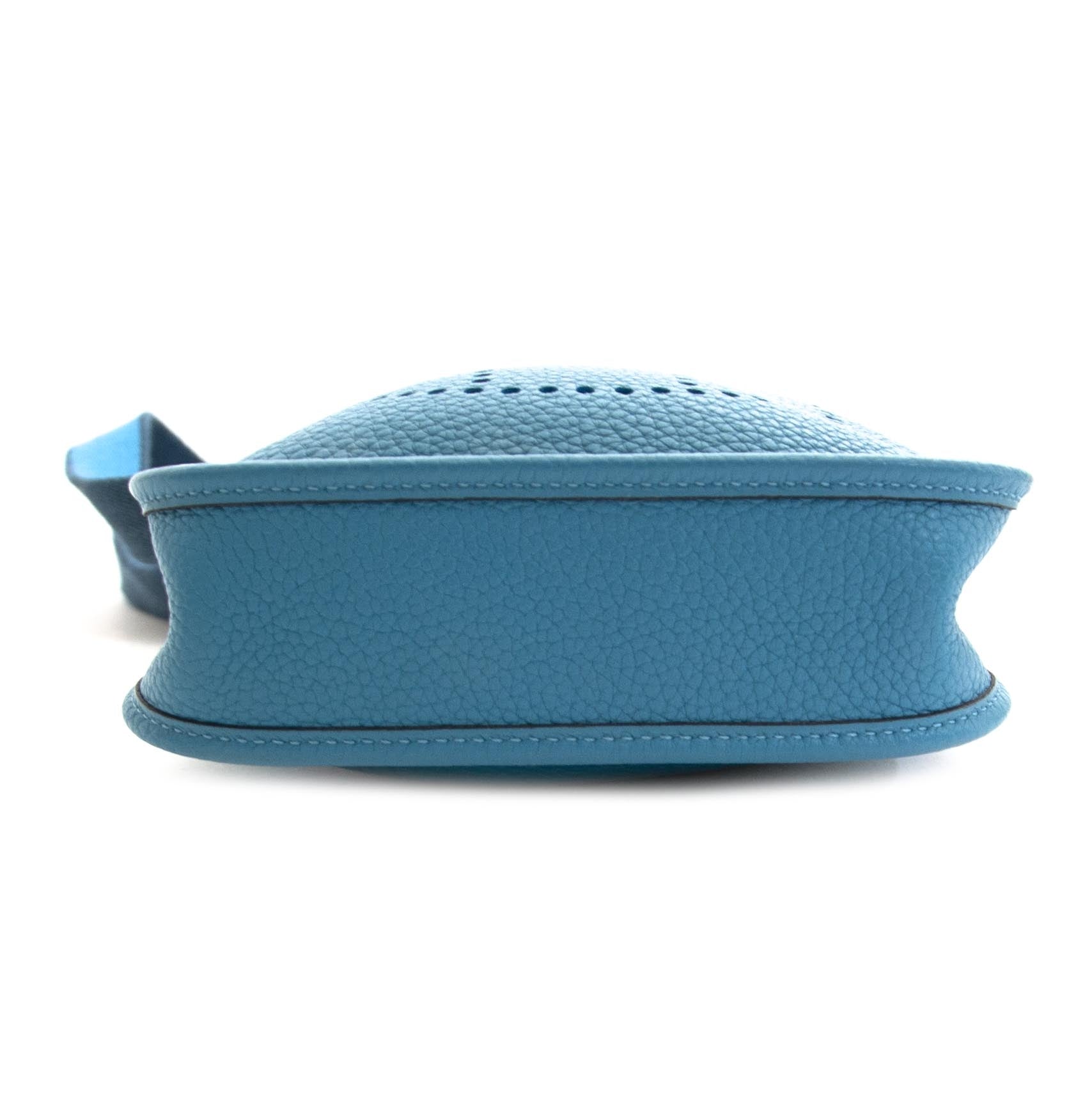 Hermes Mini Evelyne Turquoise Clémence Taurillon Shoulder Bag