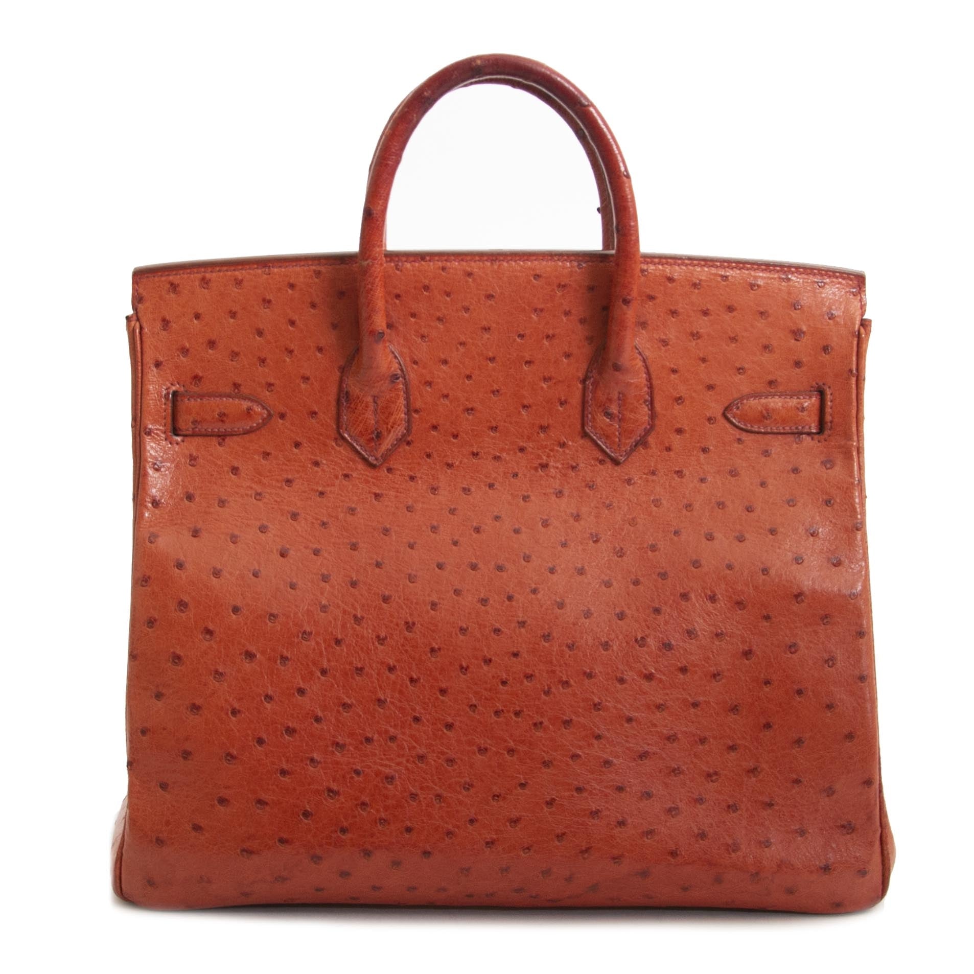 Hermès Birkin / HAC 32 Tangerine Ostrich Leather Brushed Hardware