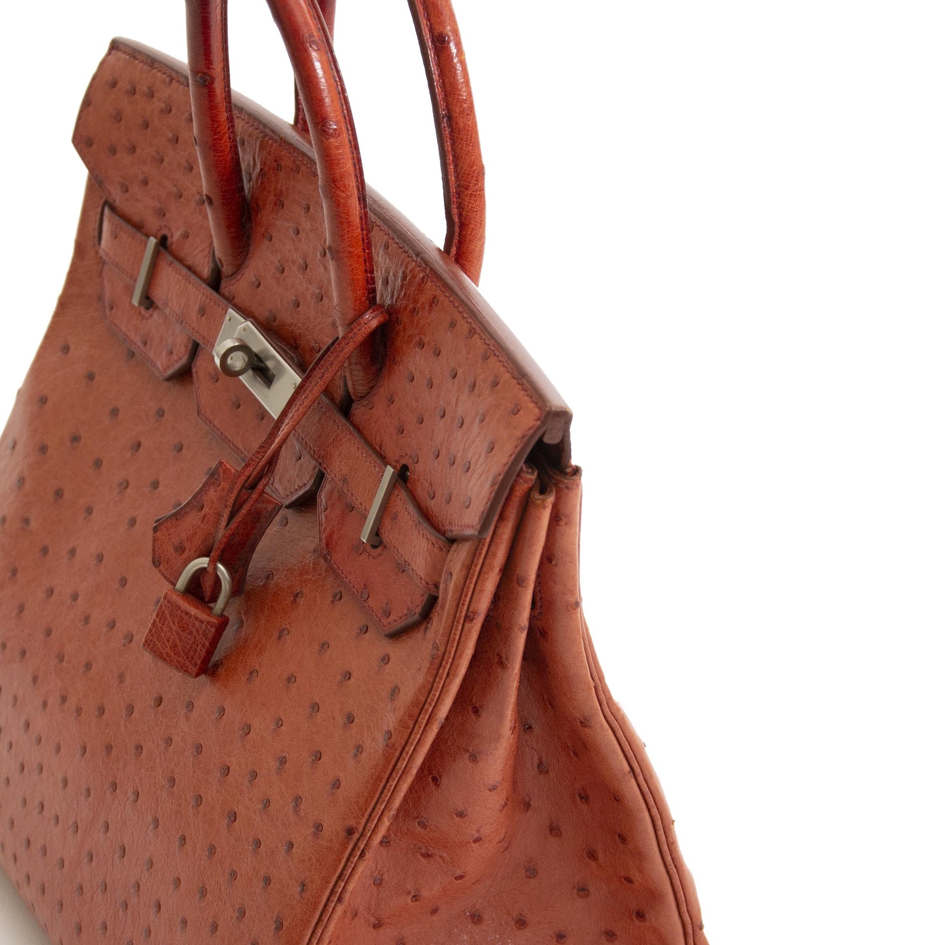 Hermès Birkin / HAC 32 Tangerine Ostrich Leather Brushed Hardware