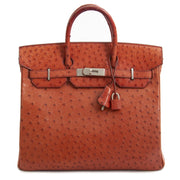 Hermès Birkin / HAC 32 Tangerine Ostrich Leather Brushed Hardware te koop bij Labellov