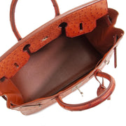 Hermès Birkin / HAC 32 Tangerine Ostrich Leather Brushed Hardware on the inside