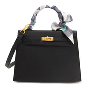 Hermès Kelly 25cm HSS Black Epsom Brushed GHW Rose Pourpre Horseshoe