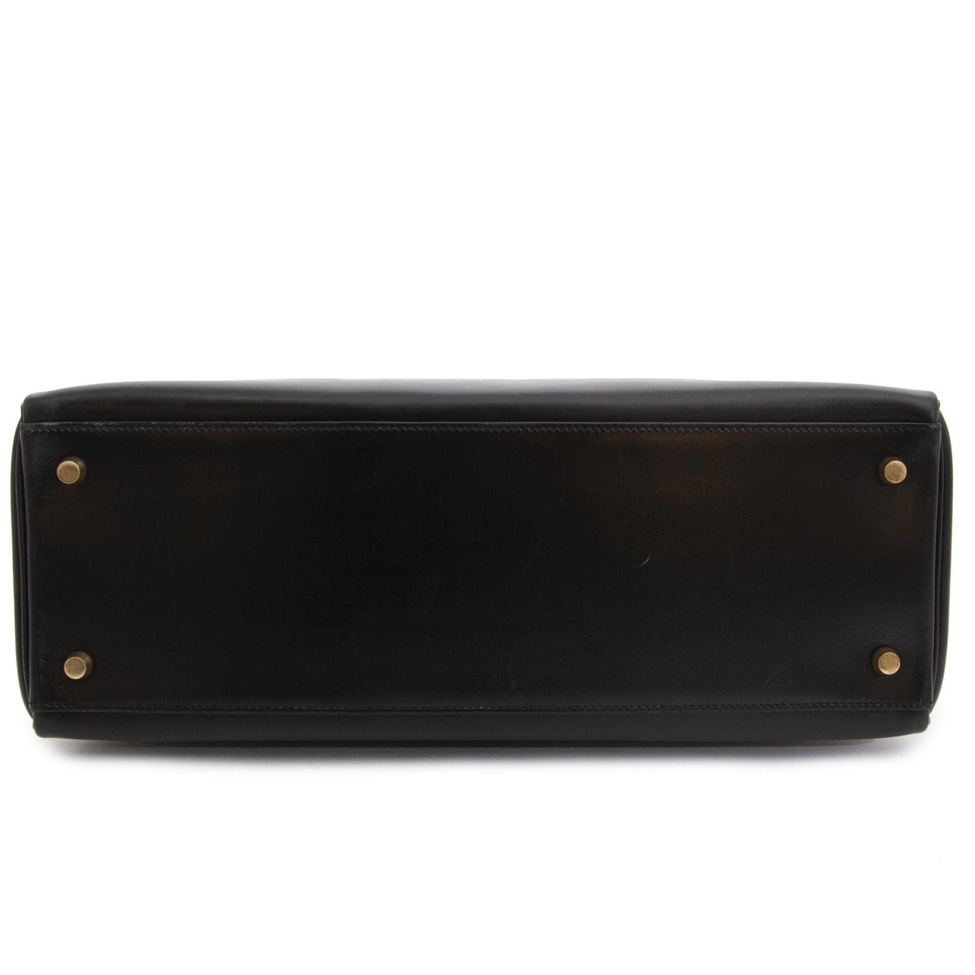 Hermès Kelly 35cm Black Box Calf Leather onderkant